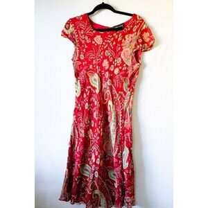 American Angel 8P Red floral paisley dress Y2k India short sleeve midi y2k fairy
